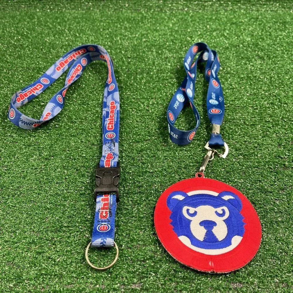 Lot of 2 Chicago Cubs Lanyards: Embroidered‎ Collectors Patch & Logo